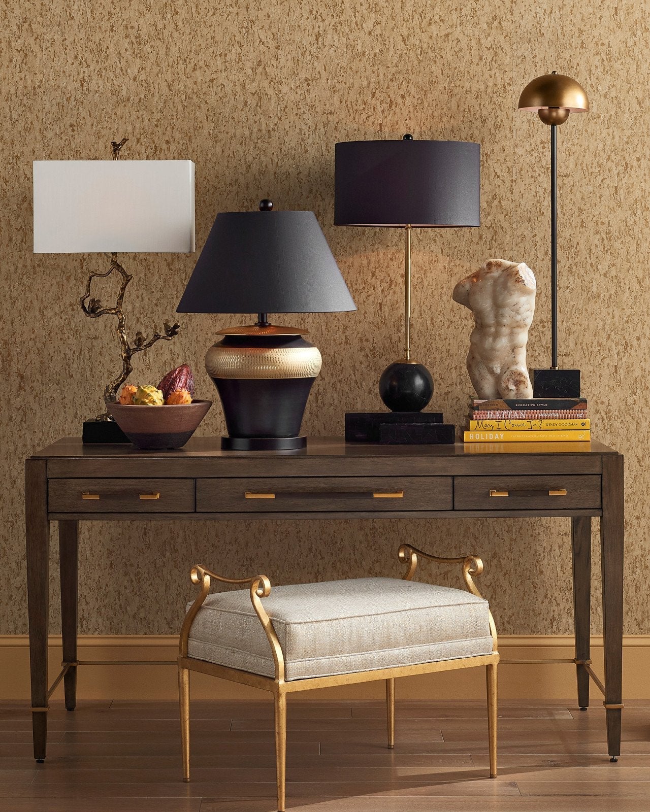 La Rue Brass Table Lamp