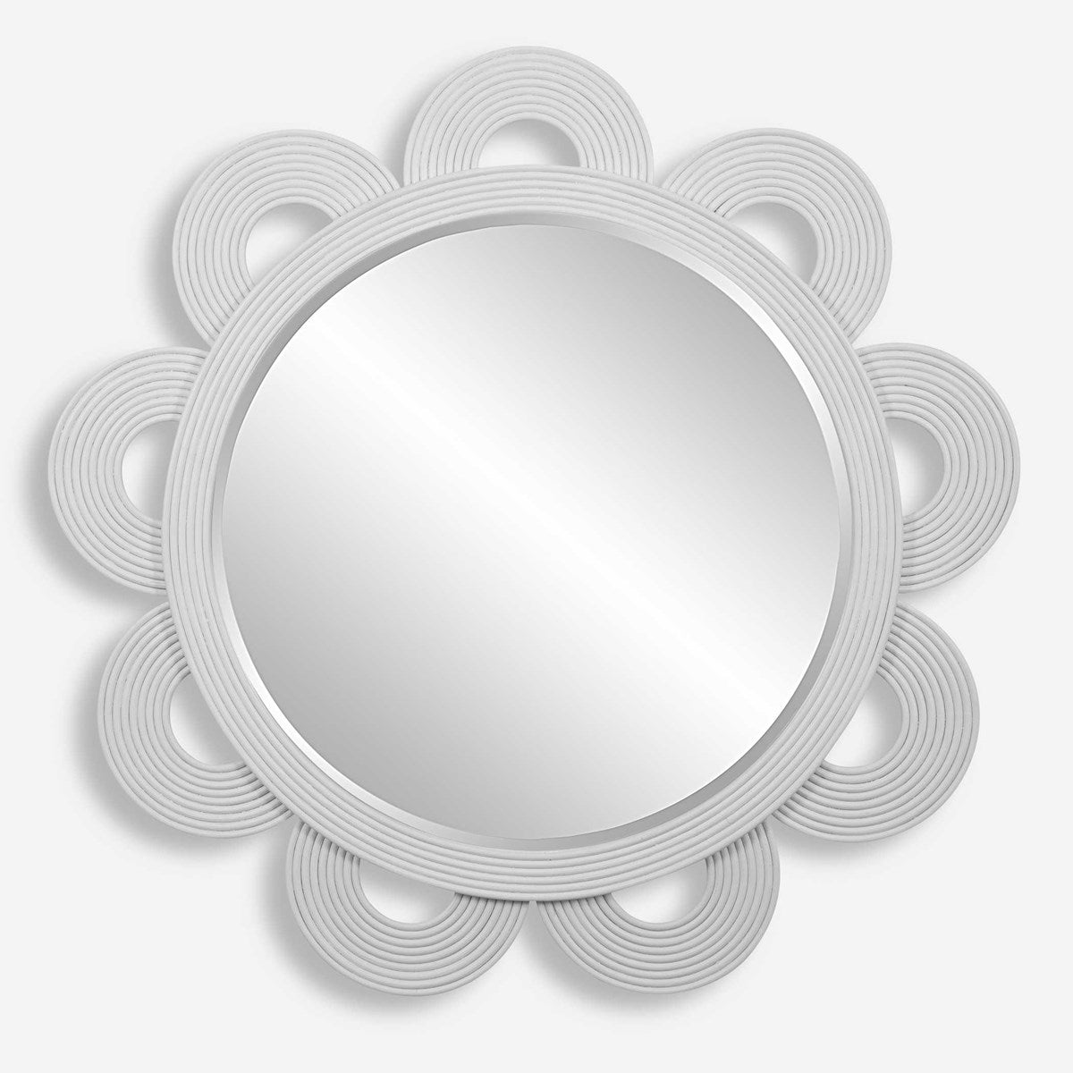 Uttermost Clematis White Rattan Round Mirror-Uttermost-UTTM-08177-Mirrors-2-France and Son
