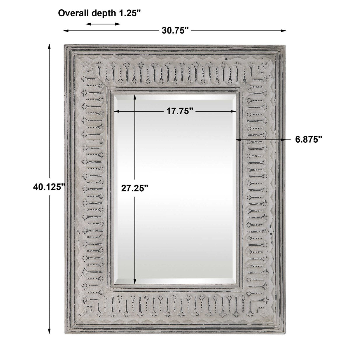 Argenton Aged Gray Rectangle Mirror-Uttermost-UTTM-09455-Mirrors-3-France and Son