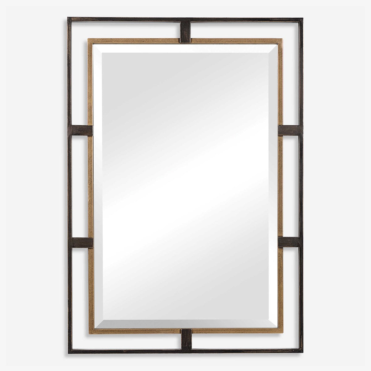 Carrizo Rectangle Mirror - Gold & Bronze-Uttermost-UTTM-09711-Mirrors-2-France and Son