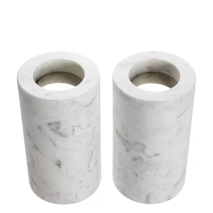 Tealight Holder Tobor set of 2-Eichholtz-EICHHOLTZ-112683-Candle HoldersM-White marble-3-France and Son