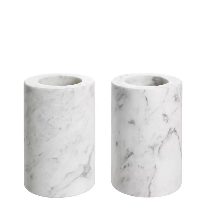 Tealight Holder Tobor set of 2-Eichholtz-EICHHOLTZ-112683-Candle HoldersM-White marble-8-France and Son