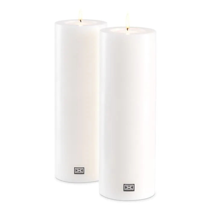 Artificial Candle ø 12 x H. 35 cm white set of 2-Eichholtz-EICHHOLTZ-115302-Candle Holders-2-France and Son