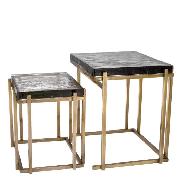 Side Table Niemeyer vintage brass finish set of 2-Eichholtz-EICHHOLTZ-116966-Side Tables-2-France and Son