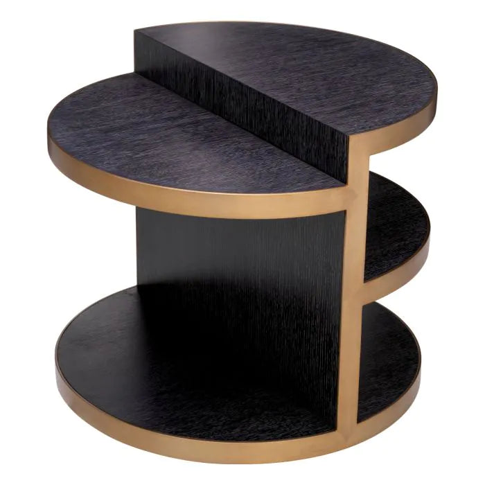 Side Table Nilo charcoal grey oak veneer brushed brass finish-Eichholtz-EICHHOLTZ-117331-Side Tables-2-France and Son