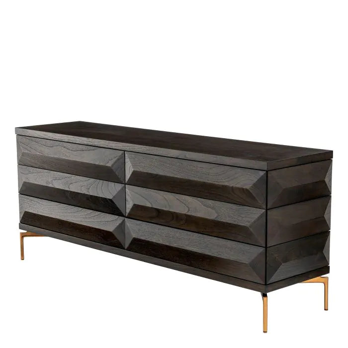 Dresser Denver mocha oak veneer brushed brass finish-Eichholtz-EICHHOLTZ-117398-Dressers-1-France and Son