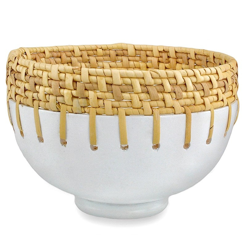 Kyoto Rattan & White Bowl-Currey-CURY-1200-0729-Bowls-1-France and Son