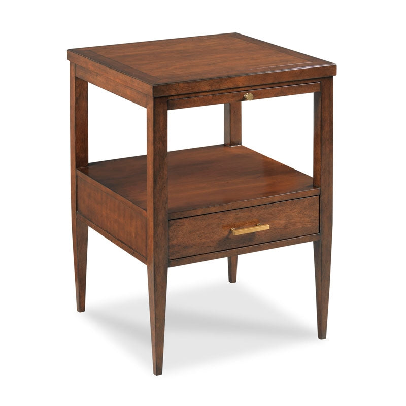 Toulon Bedside Table-Woodbridge Furniture-WOODB-1279-10-NightstandsBordeaux Finish and Brass-1-France and Son