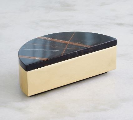 Cosmopolitan Box-Polished Brass/Black Marble-Global Views-GVSA-7.91635-Baskets & BoxesCrescent-4-France and Son