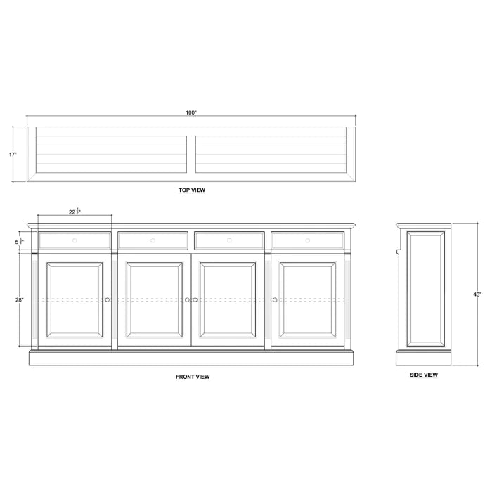 Hudson 4 Door Sideboard-Bramble-BRAM-25449BBA-Sideboards & Credenzas-9-France and Son