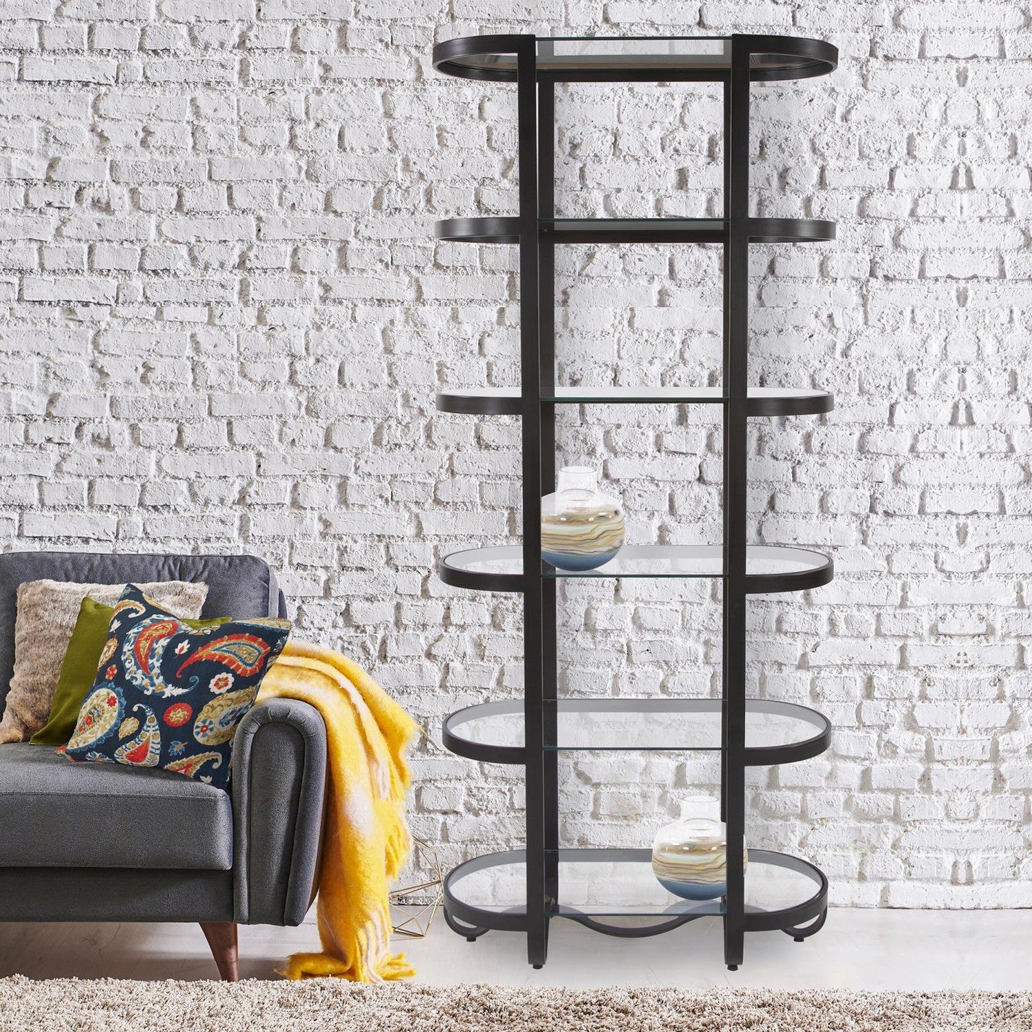 Brooklyn Iron Etagere-The Howard Elliott Collection-HOWARD-27020-Bookcases & Cabinets-7-France and Son