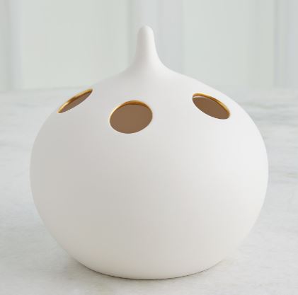 Oh No Vase-Global Views-GVSA-1.11005-VasesLarge-Matte White/Gold Rim-6-France and Son