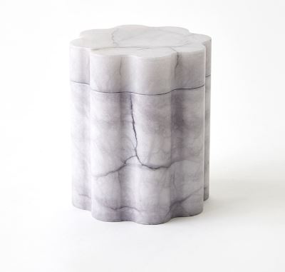Cumulus Alabaster Tall Box-Global Views-GVSA-7.30298-Baskets & BoxesLarge-Grey-7-France and Son