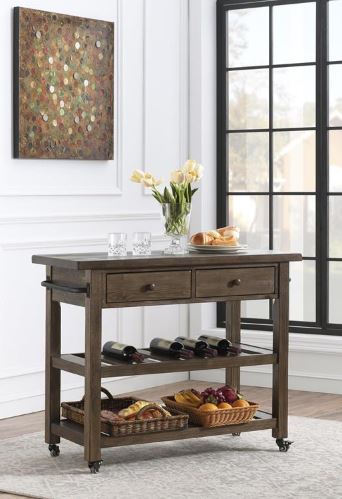 Darby Orchard Park Two Drawer Kitchen Cart-Coast2Coast Home-C2CA-36525-Bar Storage-2-France and Son