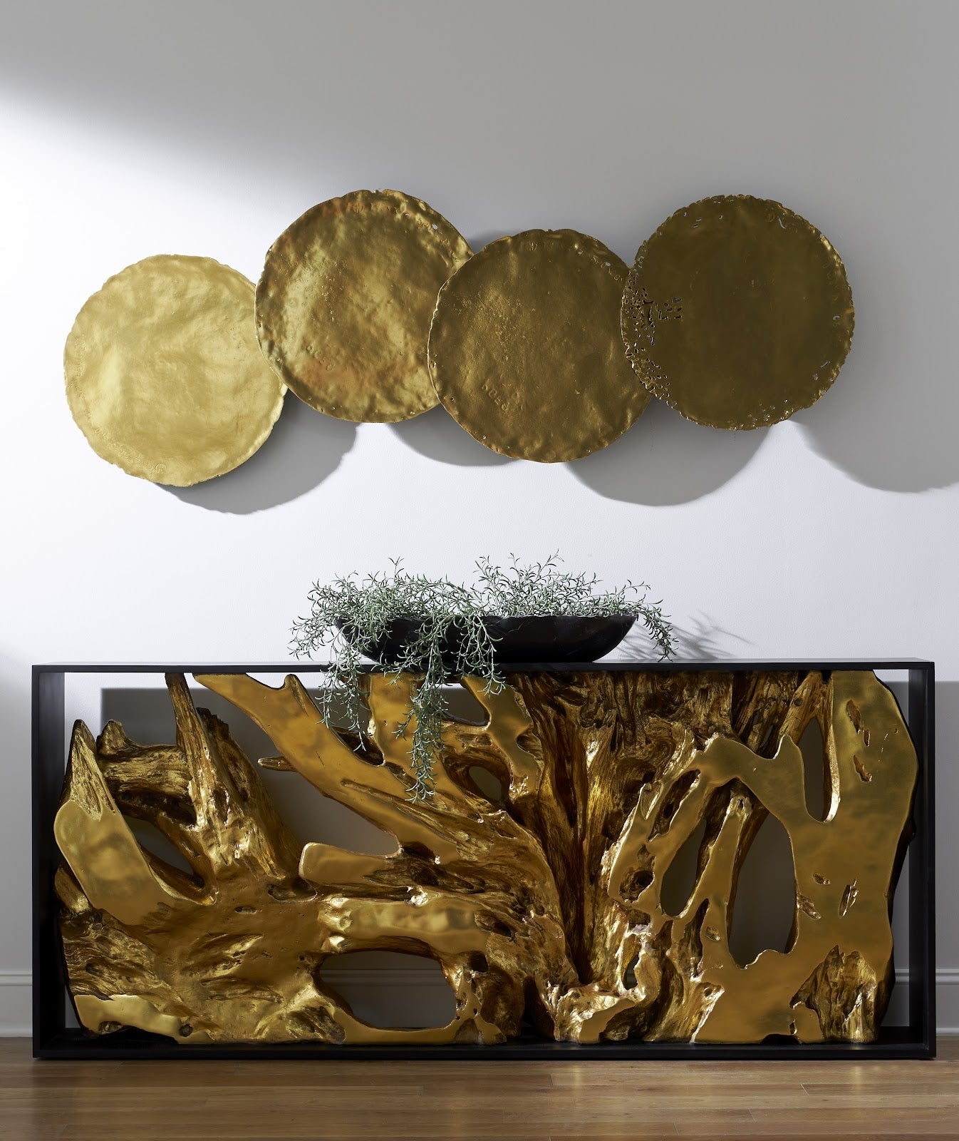 Cast Root Framed Console Table - Wood Frame - Resin - Gold Leaf-Phillips Collection-PHIL-PH111378-Console Tables-4-France and Son