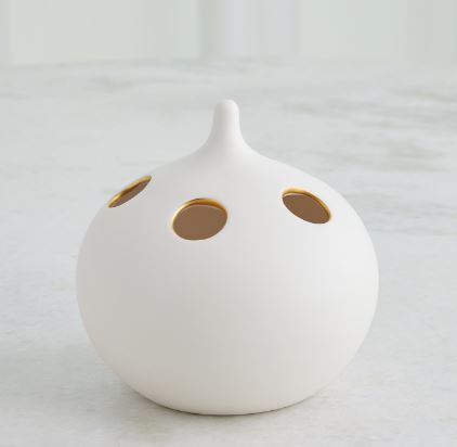 Oh No Vase-Global Views-GVSA-1.11006-VasesMedium-Matte White/Gold Rim-7-France and Son