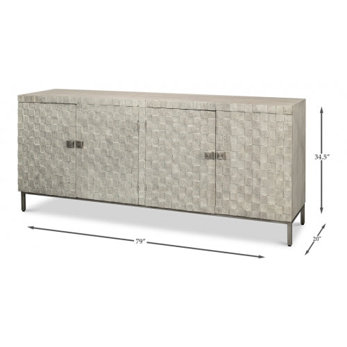 Cubist Four Door Sideboard-SARREID-SARREID-53823-Sideboards & Credenzas-3-France and Son