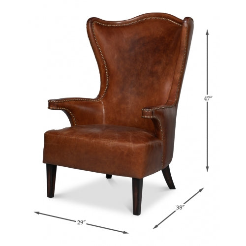 Drake Distilled Leather Side Chair-SARREID-SARREID-53906-Chaise Lounges-8-France and Son