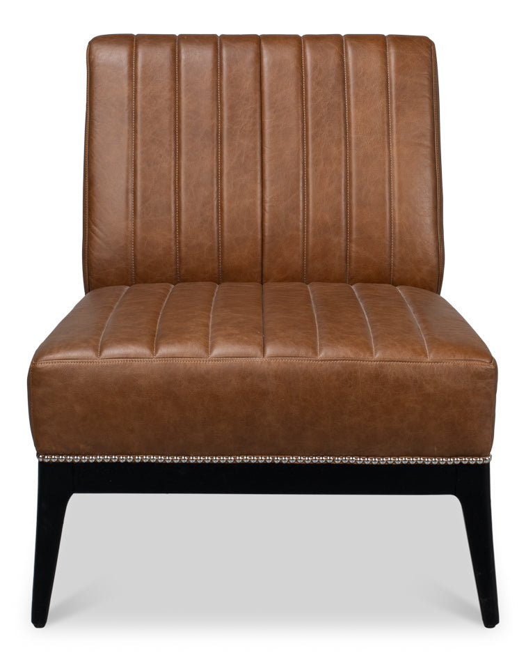 Agave Slipper Chair In Distilled Leather-SARREID-SARREID-53897-Lounge Chairs-2-France and Son