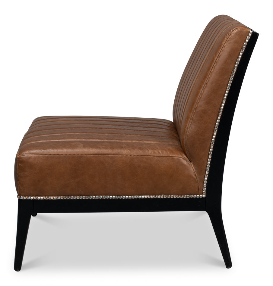 Agave Slipper Chair In Distilled Leather-SARREID-SARREID-53897-Lounge Chairs-3-France and Son
