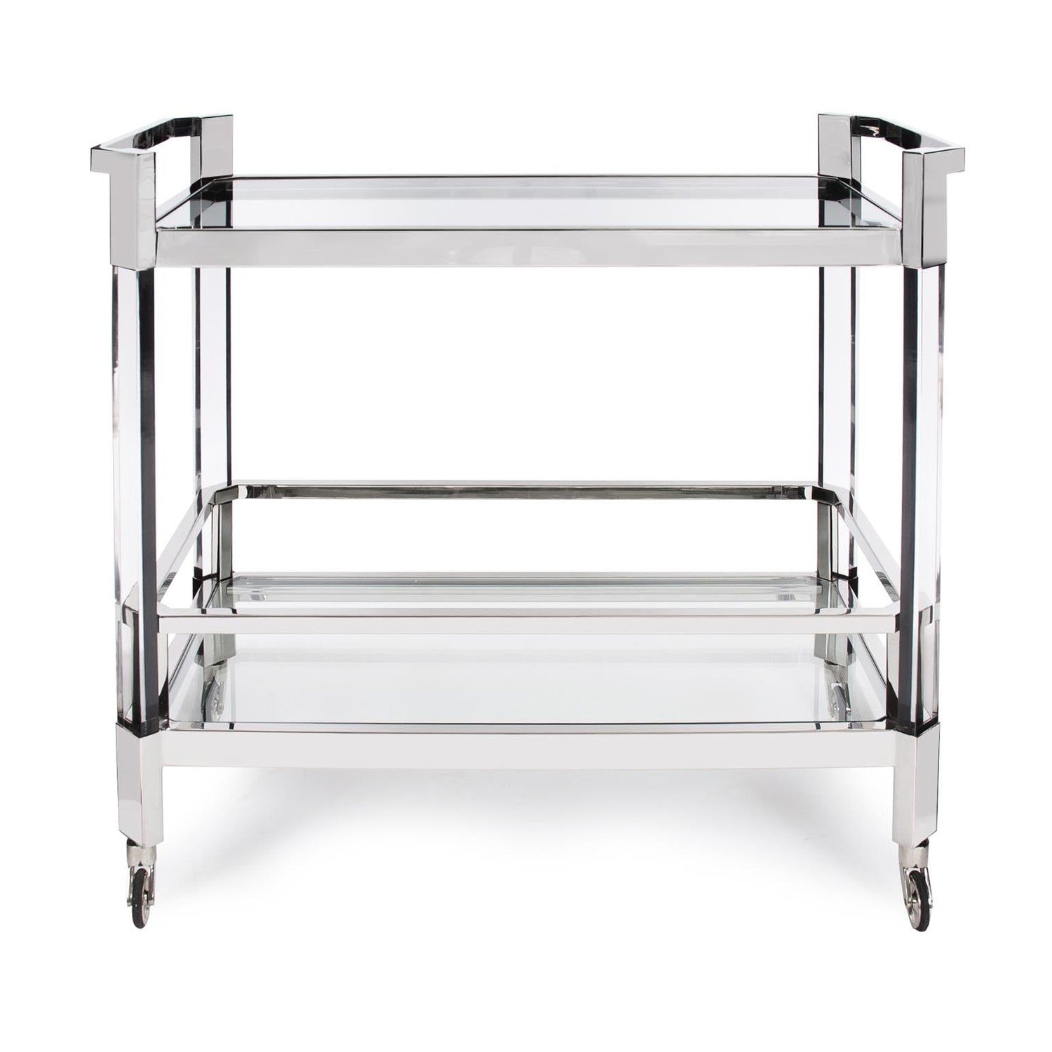 Stainless Steel and Acrylic Bar Cart-The Howard Elliott Collection-HOWARD-58025-Bar Storage-1-France and Son