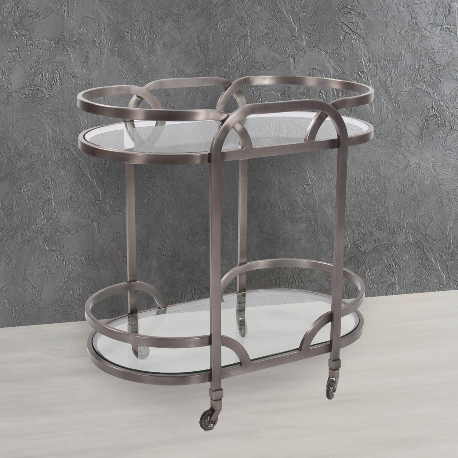 Black Nickel Stainless Steel Bar Cart-The Howard Elliott Collection-HOWARD-58038-Bar Storage-2-France and Son