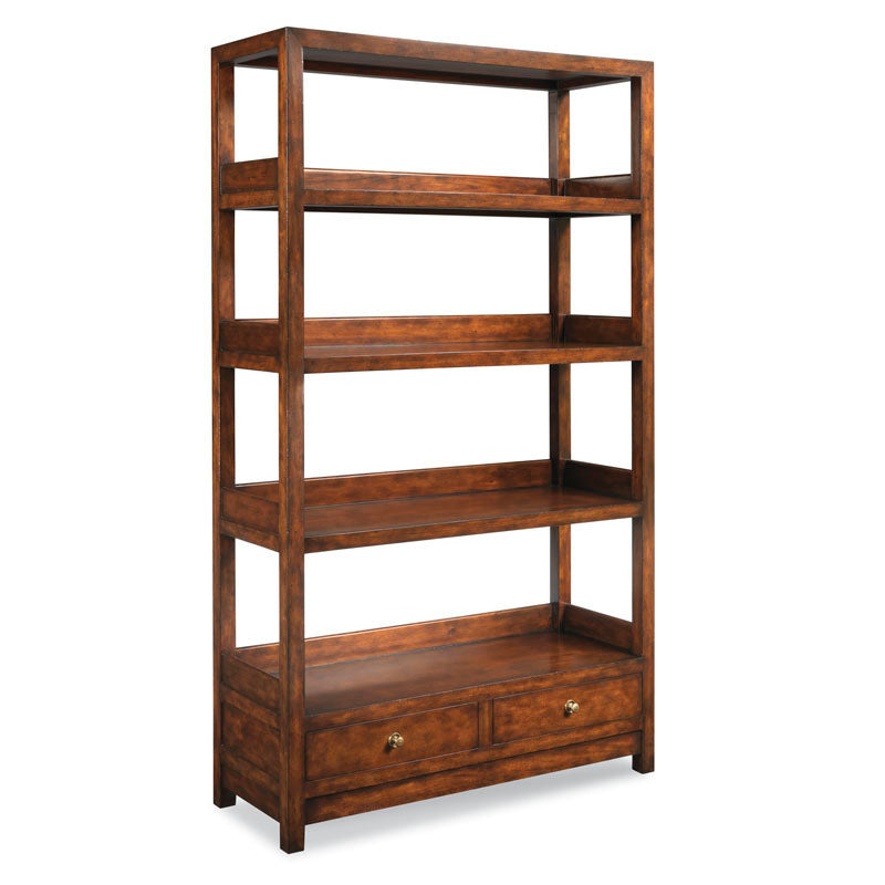 Winslow Bookcase-Woodbridge Furniture-WOODB-6034-10-Bookcases & CabinetsBordeaux Finish and Brass-2-France and Son