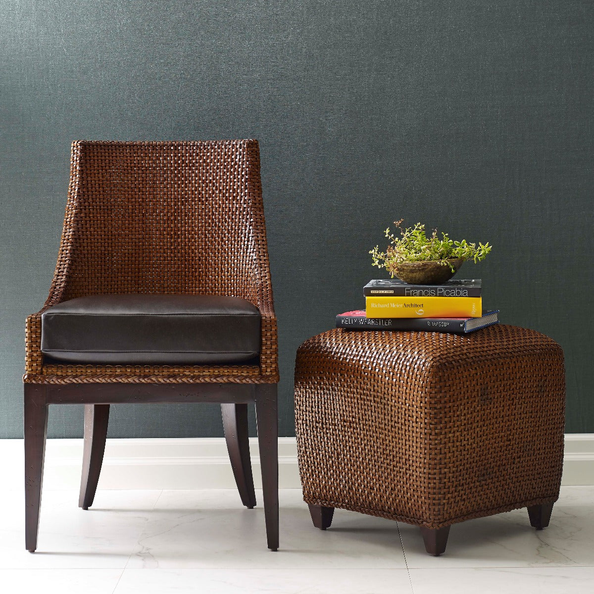 Woven Leather Chair-Woodbridge Furniture-WOODB-7178-03-Lounge Chairs-2-France and Son