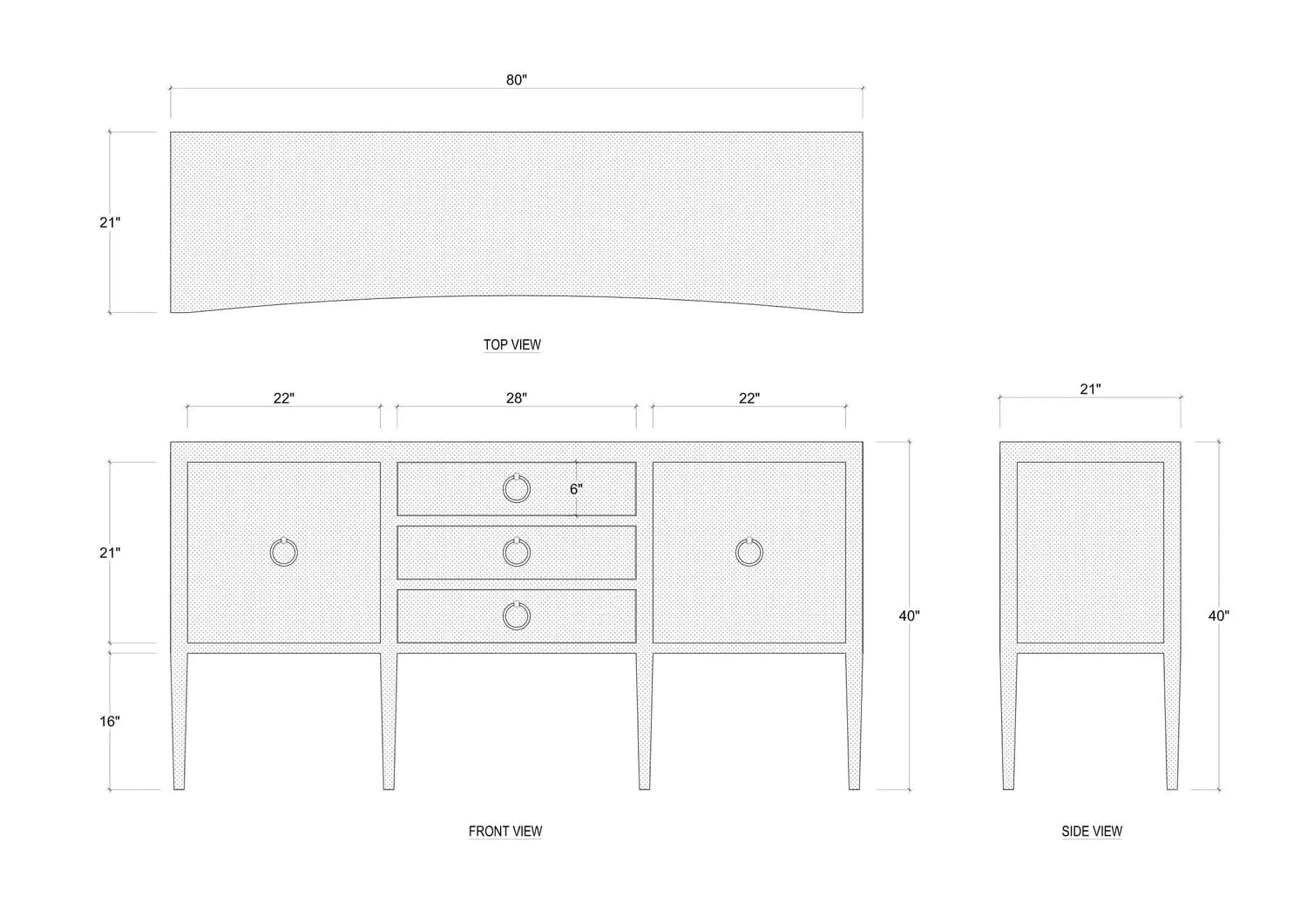 Westminster Concave Sideboard-Bramble-BRAM-76614FPBE-Sideboards & Credenzas-8-France and Son