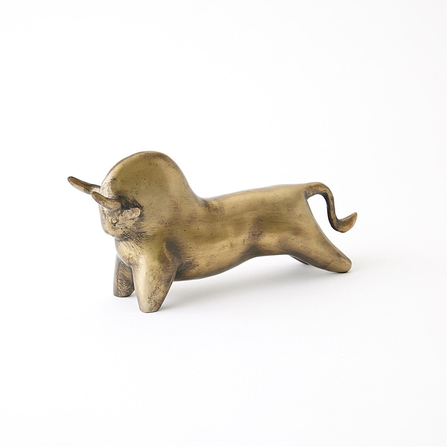 Sampson Bull Sculpture - Antique Brass-Global Views-GVSA-7.80711-Decorative Objects-1-France and Son