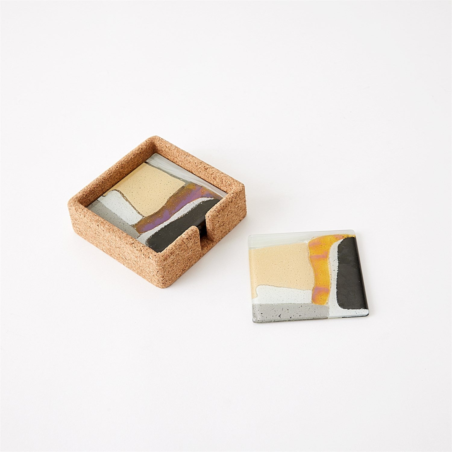 Cashmere Glass Coaster Set-Global Views-GVSA-7.10633-Decorative Objects-3-France and Son