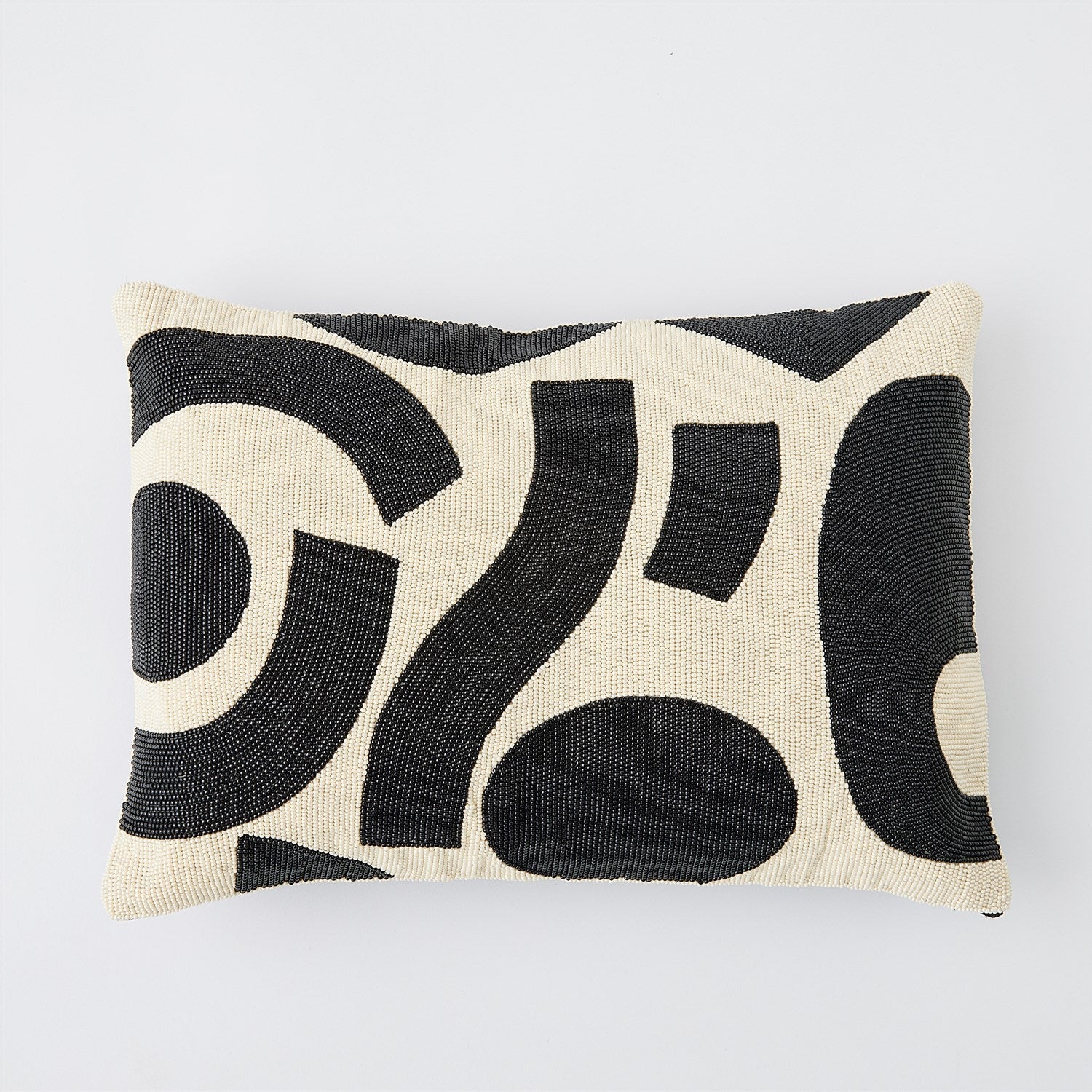 Puzzle Beaded Lumbar Pillow-Global Views-GVSA-7.91646-PillowsBlack on White-1-France and Son