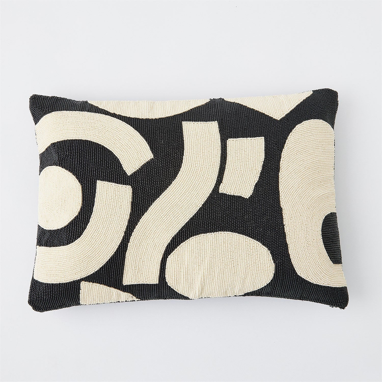 Puzzle Beaded Lumbar Pillow-Global Views-GVSA-7.91647-PillowsWhite on Black-5-France and Son