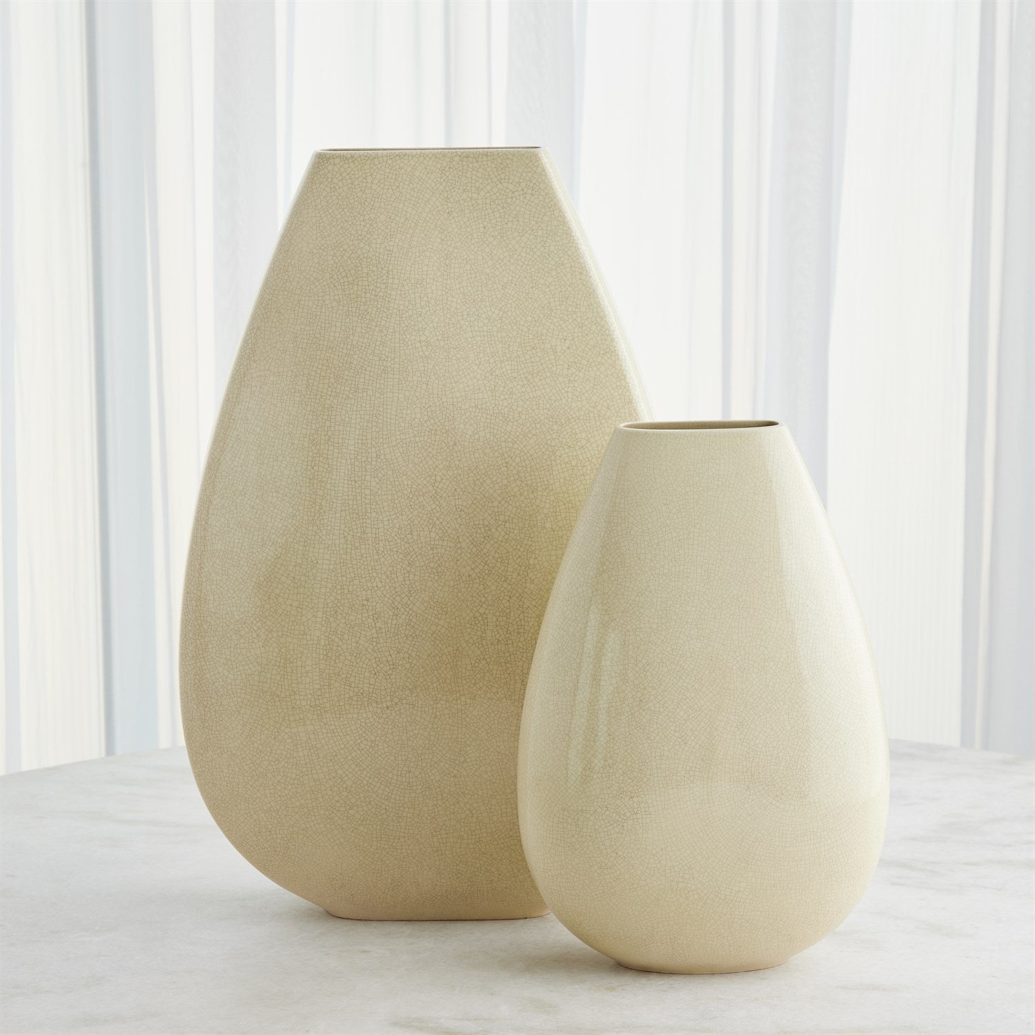 Giant Teardrop Vase - Butter Crackle-Global Views-GVSA-1.10934-VasesLg-4-France and Son