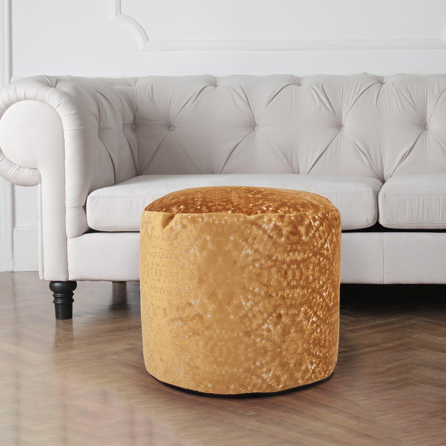 Pisani Pouf-The Howard Elliott Collection-HOWARD-873-1248-Stools & OttomansGold-Square-14-France and Son
