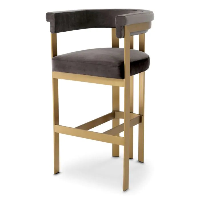 Stool Clubhouse-Eichholtz-EICHHOLTZ-A115724-Stools & OttomansSavona Grey Velvet-Bar Stool-1-France and Son