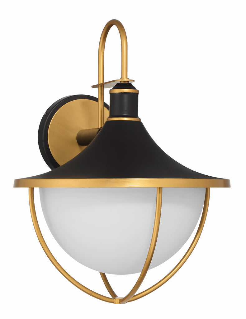 Atlas 3 Light Matte Black + Textured Gold Outdoor Sconce-Crystorama Lighting Company-CRYSTO-ATL-703-MK-TG	X - JAN 24-Outdoor Wall Sconces-2-France and Son