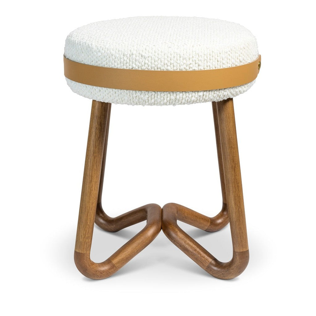 Loop Upholstered Stool-Urbia-URBIA-BMJ-71868-02-Stools & OttomansIvory - Pecan - Caramel-1-France and Son