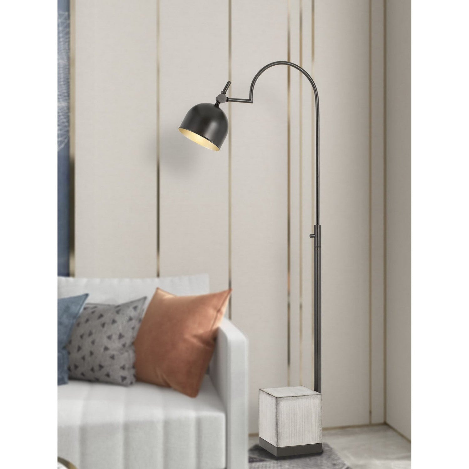 Beaumont Metal Floor Lamp With Cement Base-Cal Lighting-CAL-BO-2770FL-Floor Lamps-2-France and Son