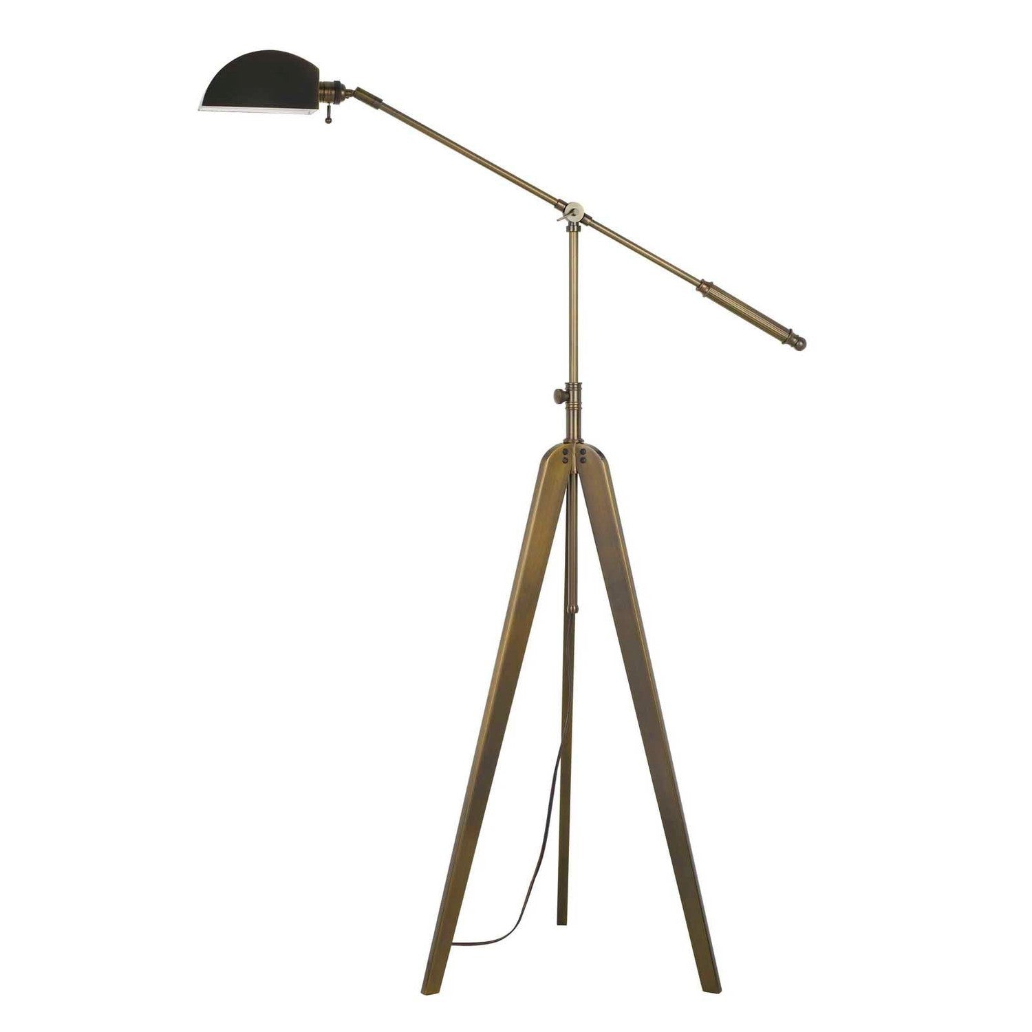 60W Cuero On Off Metal Tripod Balanced Arm Floor Lamp With Adjustable Height-Cal Lighting-CAL-BO-2832FL-AGB-Floor Lamps-1-France and Son