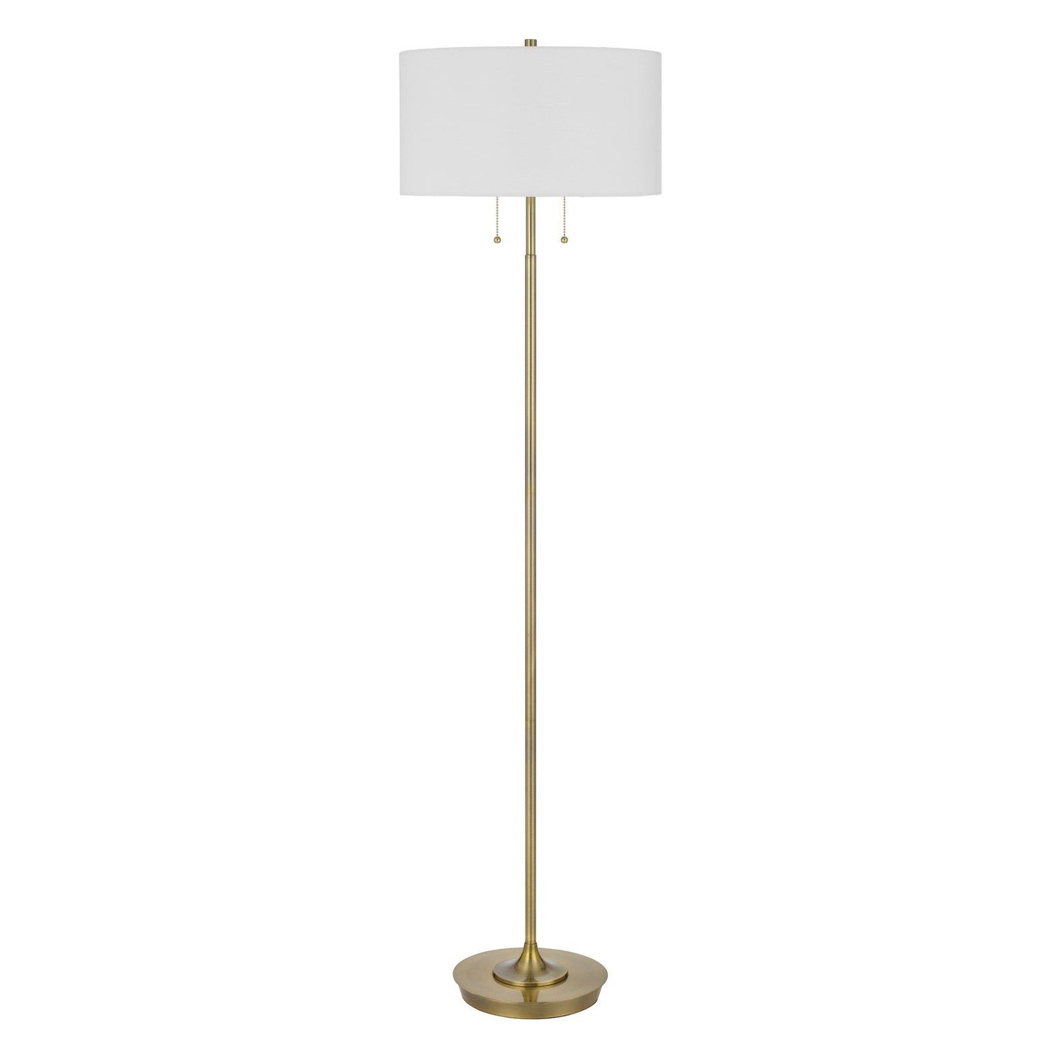 Kendal metal floor lamp with pull chain switch, drum fabric shade-Cal Lighting-CAL-BO-3028FL-Floor Lamps-1-France and Son