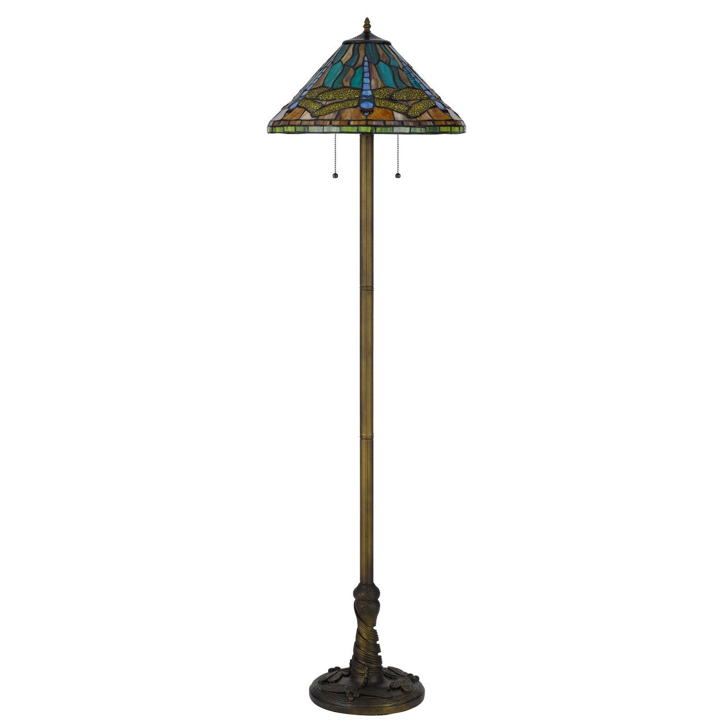 60W x 2 metal/resin Tiffany table lamp with pull chain switches-Cal Lighting-CAL-BO-3108FL-Floor Lamps-2-France and Son