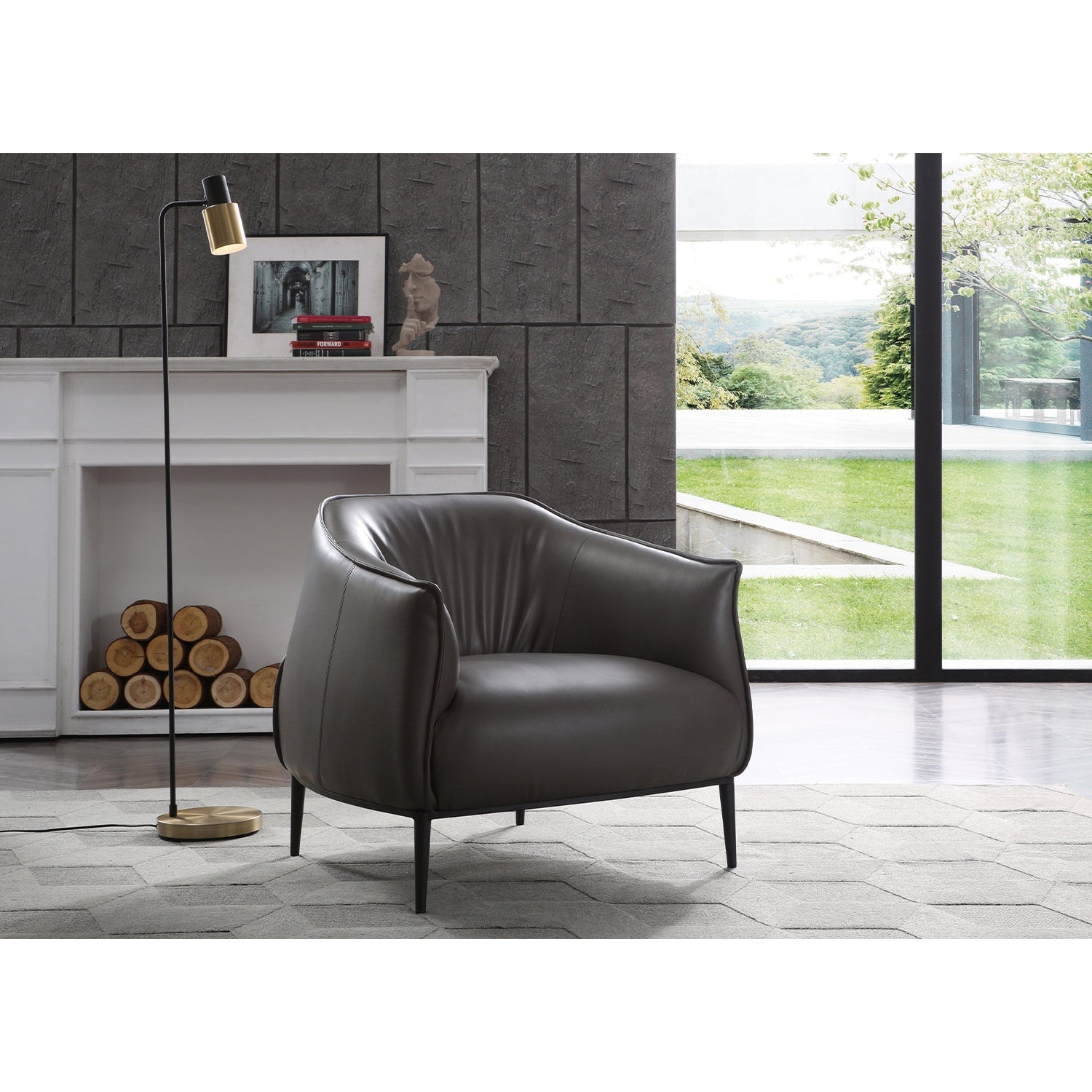 Benbow Leisure Chair-Whiteline Modern Living-WHITELINE-CH1706P-DGRY-Lounge ChairsDark Grey-1-France and Son