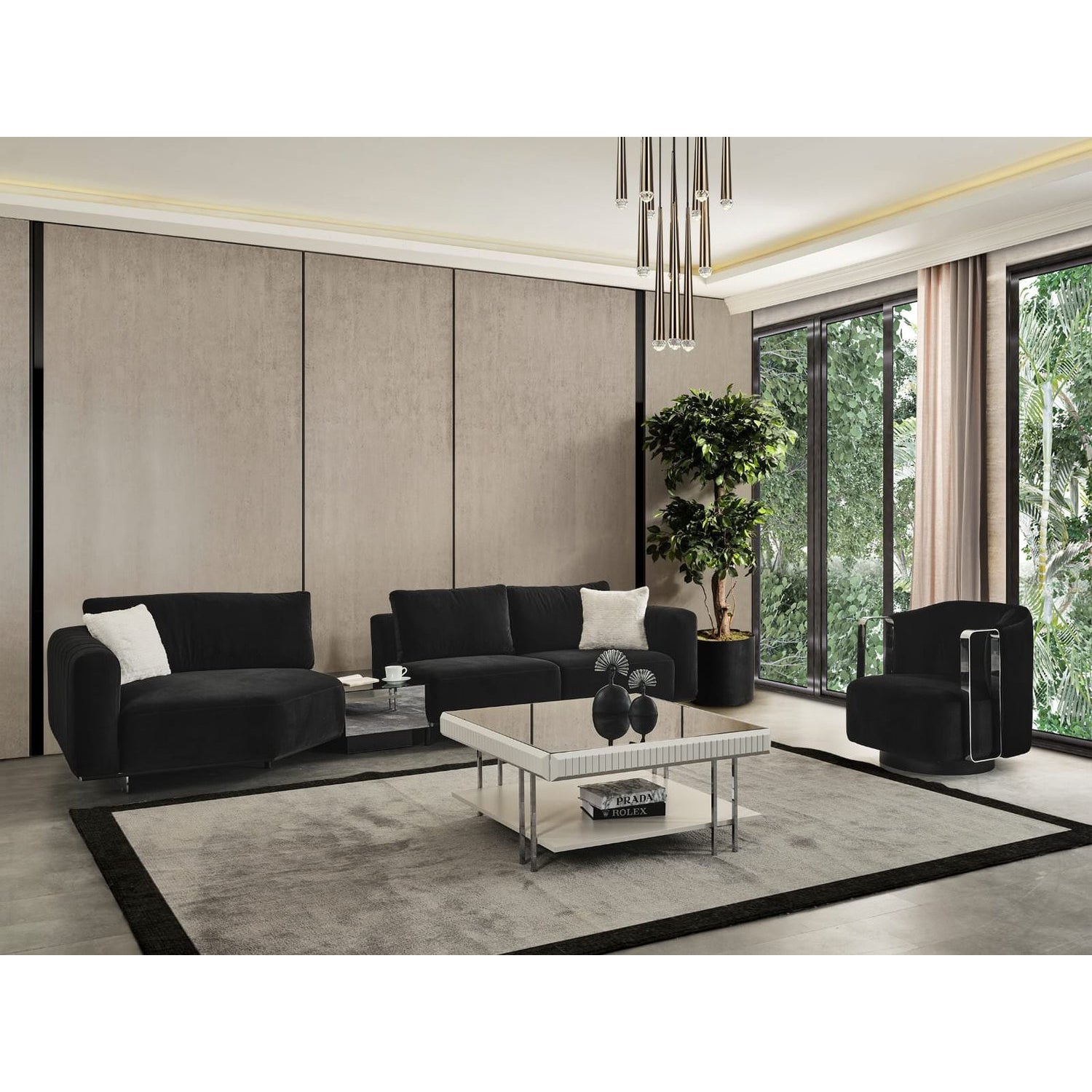 Vision Accent Armchair-Whiteline Modern Living-WHITELINE-CH1839-BLK-Lounge Chairs-1-France and Son