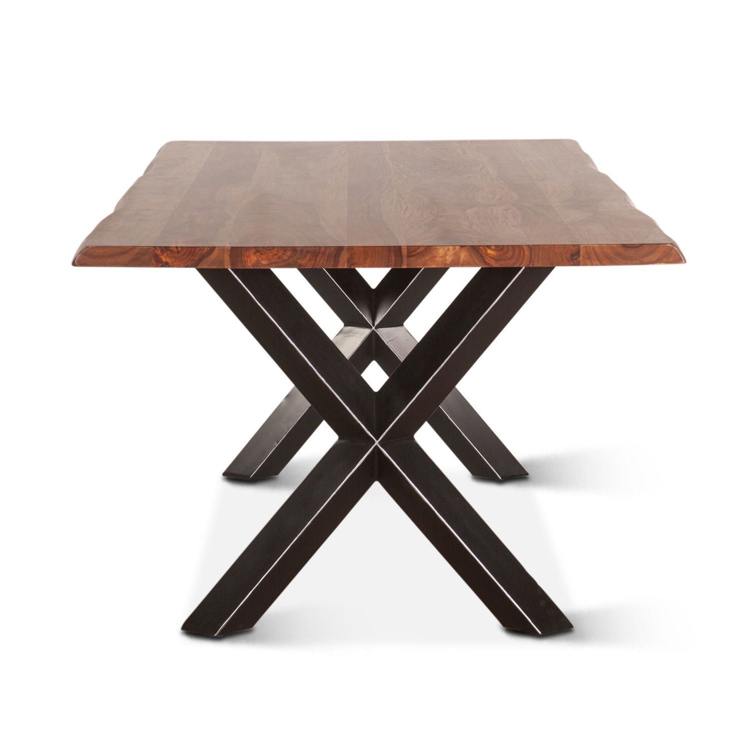 Brisbane 80" Sheesham Wood and Iron Dining Table Natural-Home Trends & Designs-HOMETD-FBS-DT80NA-Dining Tables-3-France and Son