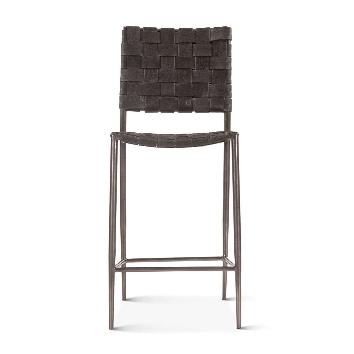 Copenhagen 17" Buffalo Leather and Iron Counter Chair-Home Trends & Designs-HOMETD-FCPH-CC17BLK-Stools & OttomansBlack-6-France and Son