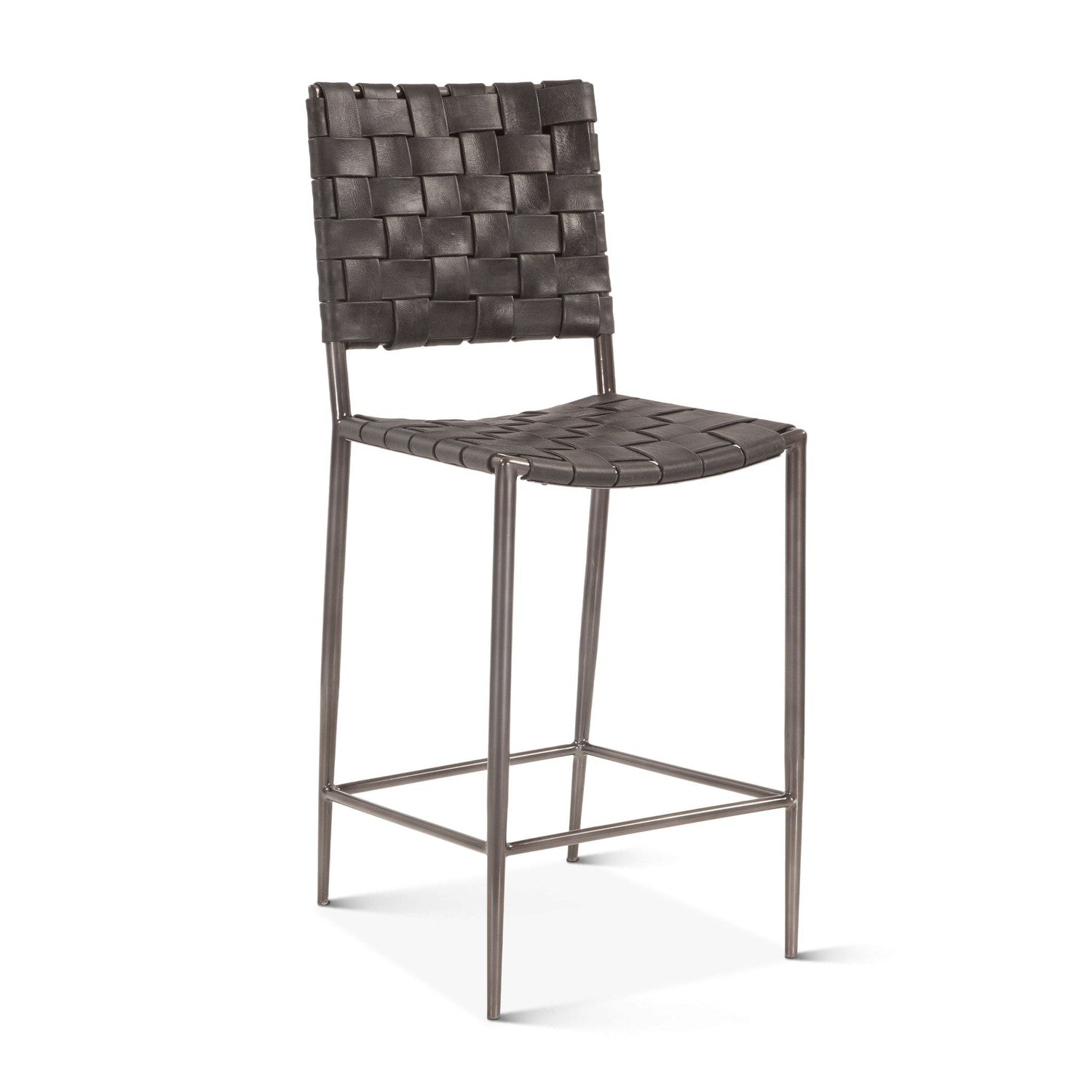 Copenhagen 17" Buffalo Leather and Iron Counter Chair-Home Trends & Designs-HOMETD-FCPH-CC17BLK-Stools & OttomansBlack-1-France and Son