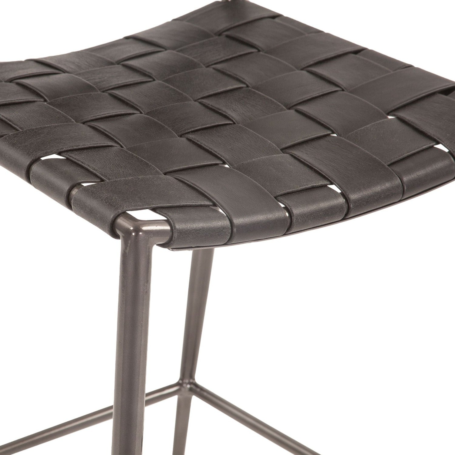 Copenhagen 17" Buffalo Leather and Iron Counter Chair-Home Trends & Designs-HOMETD-FCPH-CC17BLK-Stools & OttomansBlack-3-France and Son