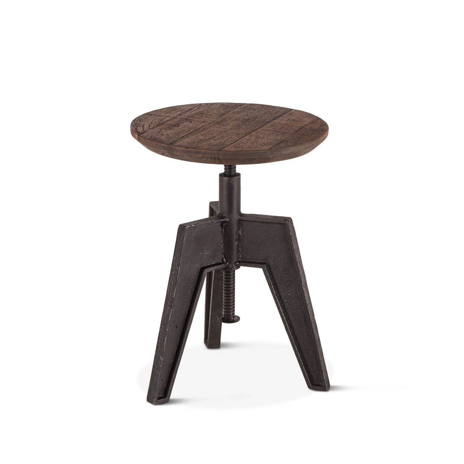 Carnegie Adjustable Mango Wood Stool with Cast Iron Base-Home Trends & Designs-HOMETD-FCR-SL15BST-Stools & Ottomans-1-France and Son