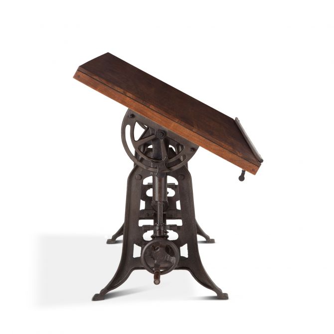 Industrial Loft 62-Inch Reclaimed Teak Wood Drafting Desk with Adjustable Crank-Home Trends & Designslore-HOMETD-FIL-OD62WN-Desks-4-France and Son